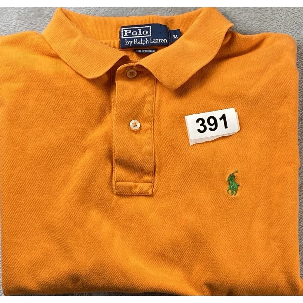 Ralph Lauren Classic Orange Cotton Short‎ Sleeve Polo Shirt Mens Medium